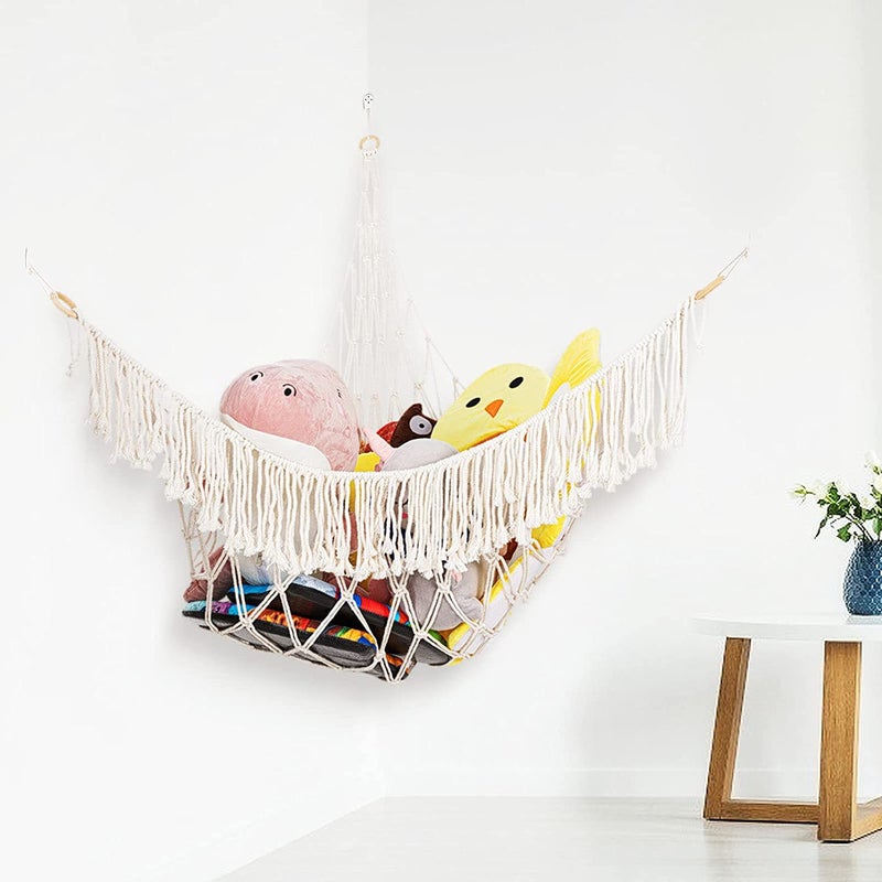 Triangle Wall Toy Net Bag Plush Toy Hand-Woven Lace Hammock Bohemian Hanging Storage Hammock - Image 3