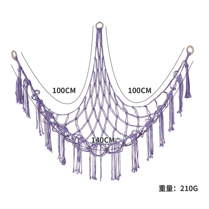 Triangle Wall Toy Net Bag Plush Toy Hand-Woven Lace Hammock Bohemian Hanging Storage Hammock - Image 1