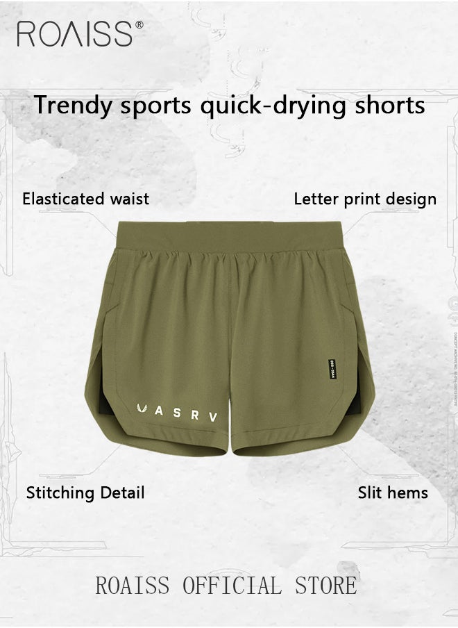 roaiss - Men Functional Sports Fitness Pants Double Layer Skin Friendly Fabric Breathable Wear Resistant Quick Drying Material Training Pants Lined with Pockets - Image 1