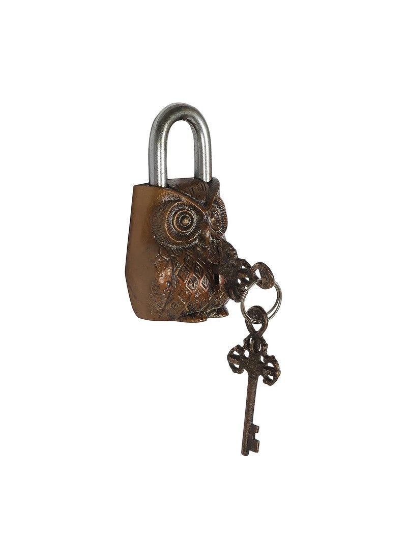 Brand - Umi - Umi Owl Design Golden Functional Brass Lock with 2 Keys Secure and Stylish Door Lock for Home Security - Image 1