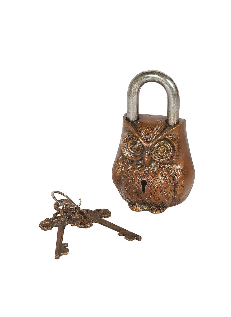 Brand - Umi - Umi Owl Design Golden Functional Brass Lock with 2 Keys Secure and Stylish Door Lock for Home Security - Image 1