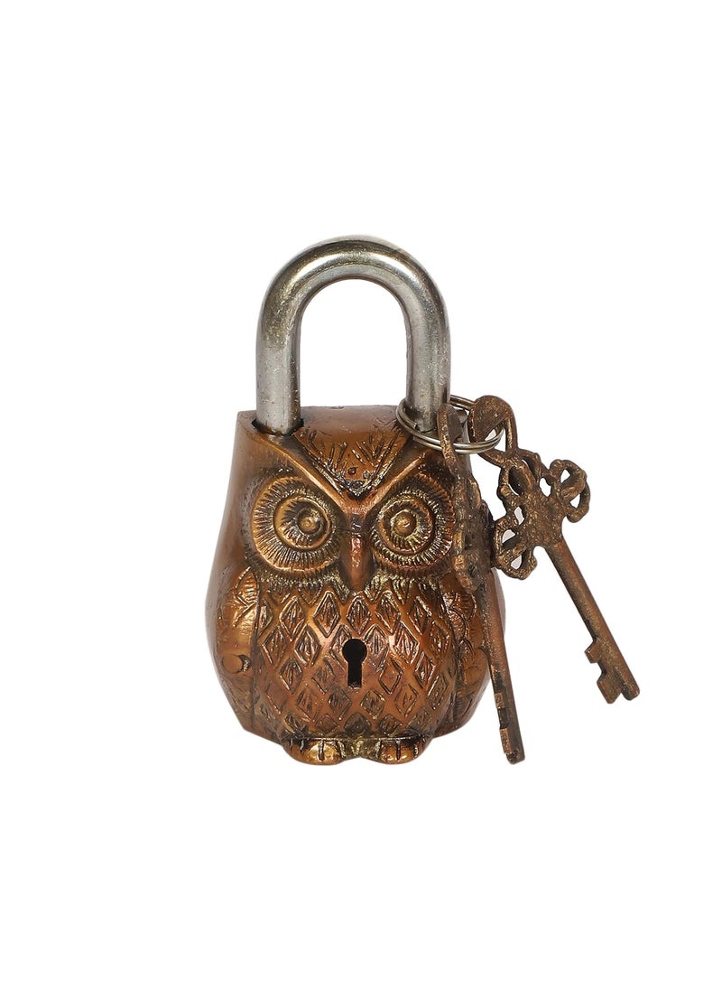Brand - Umi - Umi Owl Design Golden Functional Brass Lock with 2 Keys Secure and Stylish Door Lock for Home Security - Image 1