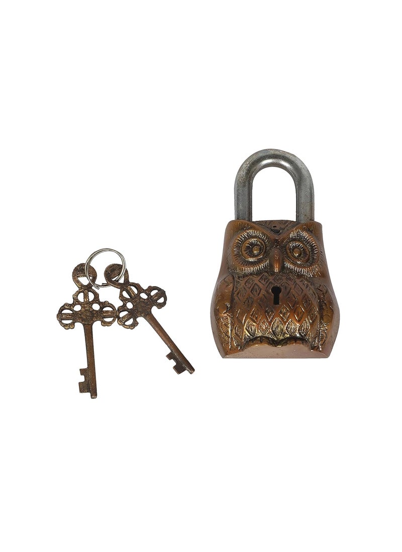 Brand - Umi - Umi Owl Design Golden Functional Brass Lock with 2 Keys Secure and Stylish Door Lock for Home Security - Image 1