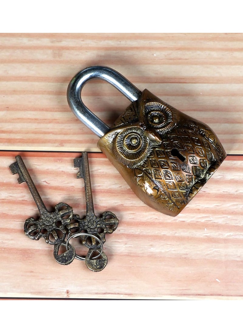 Brand - Umi - Umi Owl Design Golden Functional Brass Lock with 2 Keys Secure and Stylish Door Lock for Home Security - Image 1