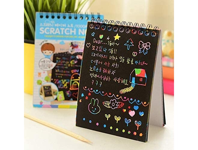 Artnery A6 Rainbow Art Scratch Paper Book Sheets with Stylus, 10 Pages, Multicolor (Pack of 2) - Image 3