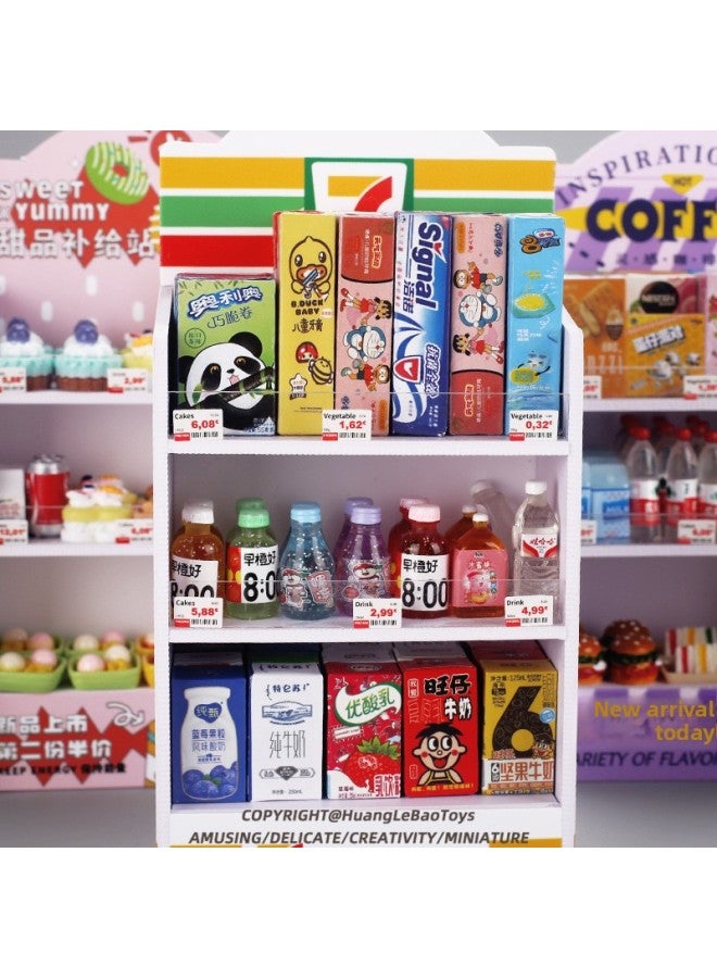 Mini Miniature Shelf Supermarket Snack Beverage Storage Rack Food Play Model Toy Children Doll House Ornaments-Color:A08 Japanese Style Shelves