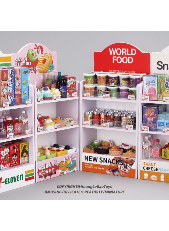 Mini Miniature Shelf Supermarket Snack Beverage Storage Rack Food Play Model Toy Children Doll House Ornaments-Color:A08 Japanese Style Shelves