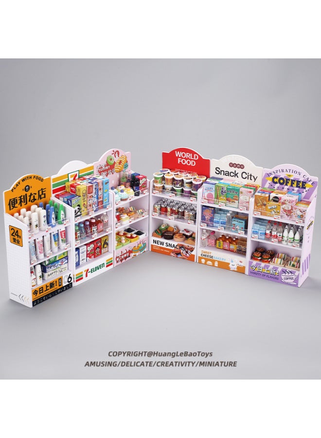 Mini Miniature Shelf Supermarket Snack Beverage Storage Rack Food Play Model Toy Children Doll House Ornaments-Color:A08 Japanese Style Shelves