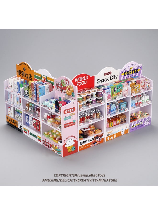 Mini Miniature Shelf Supermarket Snack Beverage Storage Rack Food Play Model Toy Children Doll House Ornaments-Color:A08 Japanese Style Shelves
