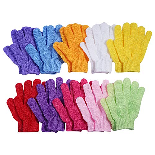 CVNDKN 10 Pairs Exfoliating Gloves,Made of 100% Nylon,10 Colors Double Sided Exfoliating Gloves for Beauty Spa Massage Skin Shower Body Scrubber Bathing Accessories. - Image 1