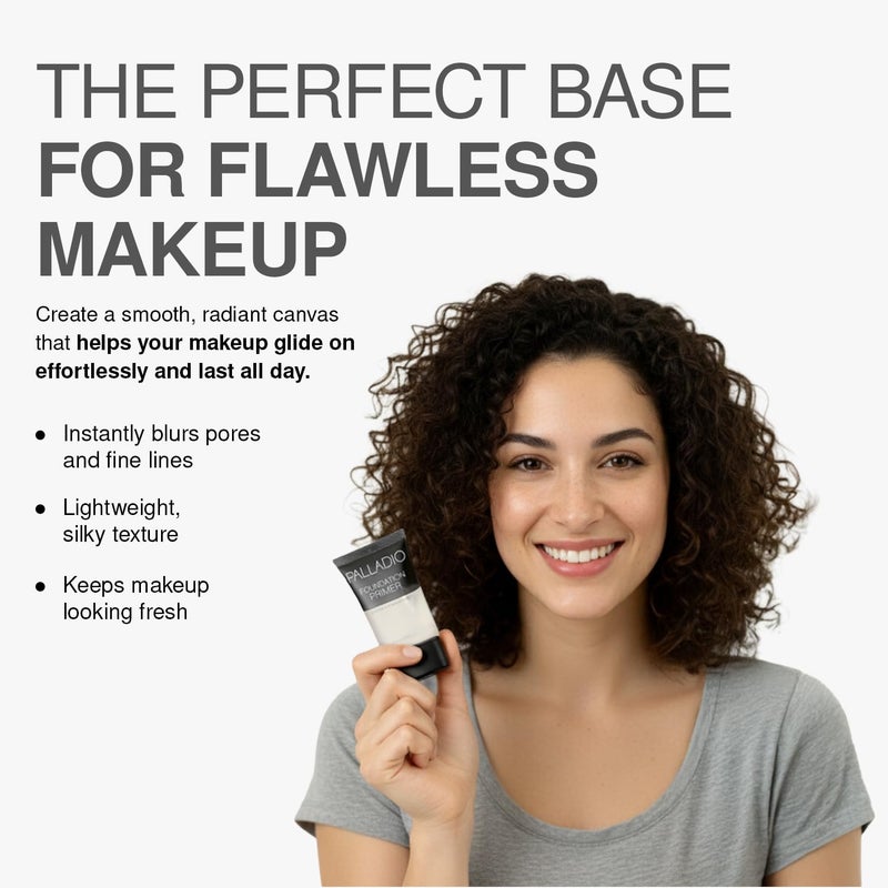 Palladio Foundation Primer, Lightweight and Velvety Primer with Aloe Vera and Chamomile, Wear Alone or As Foundation Base, Minimizes Fine Lines and Pores, Helps Makeup Last Longer, 0.674 oz - Image 2