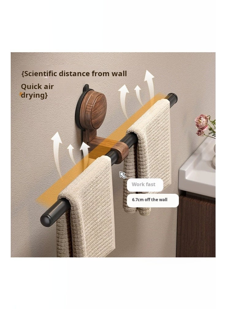 أي هوم حامل مناشف بطول 50 سم مع أكواب شفط قوية، لا يتطلب الحفر للتركيب على الحائط - حامل مناشف مصنوع من خشب الجوز الأسود والمعدن للحمام والمطبخ والفنادق (لون الجوز + أسود) - Image 3