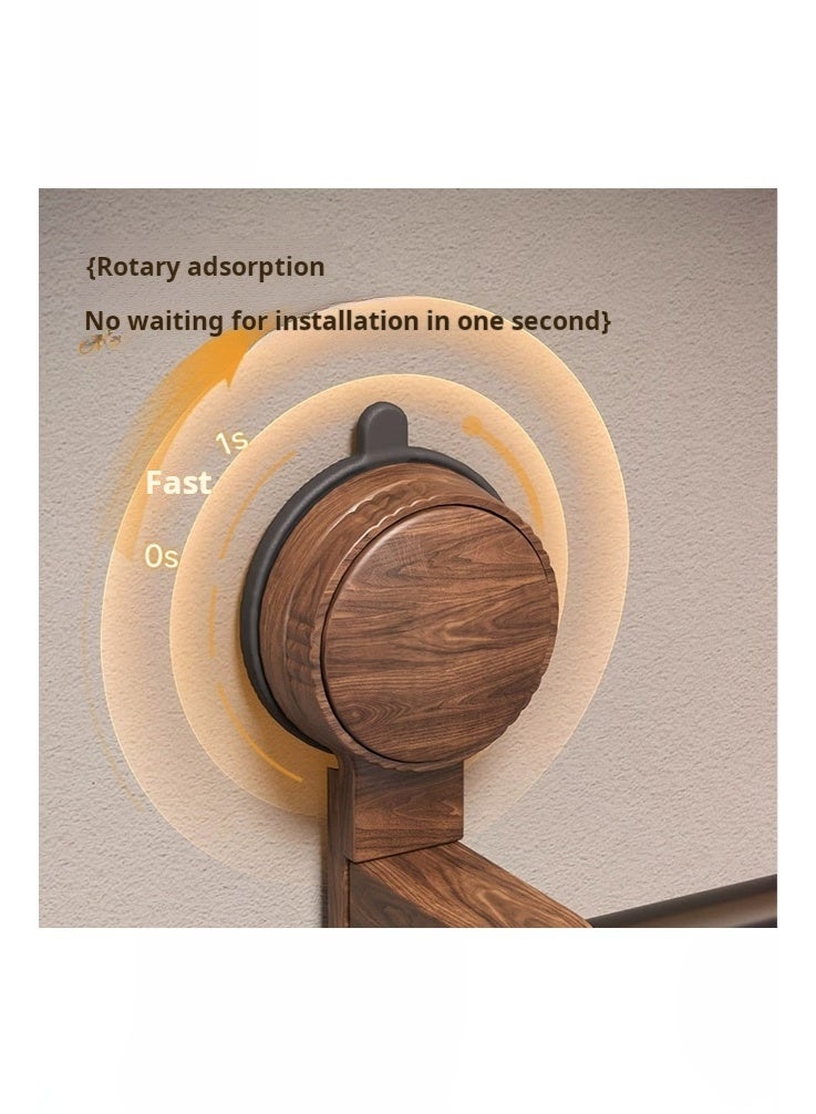 أي هوم حامل مناشف بطول 50 سم مع أكواب شفط قوية، لا يتطلب الحفر للتركيب على الحائط - حامل مناشف مصنوع من خشب الجوز الأسود والمعدن للحمام والمطبخ والفنادق (لون الجوز + أسود) - Image 4