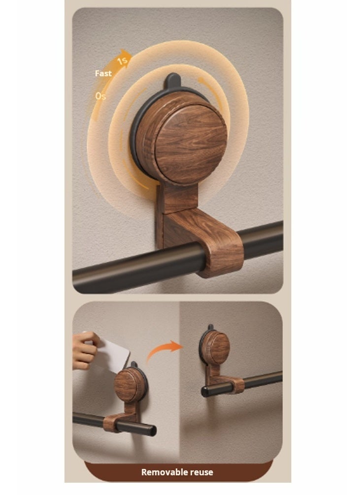 أي هوم حامل مناشف بطول 50 سم مع أكواب شفط قوية، لا يتطلب الحفر للتركيب على الحائط - حامل مناشف مصنوع من خشب الجوز الأسود والمعدن للحمام والمطبخ والفنادق (لون الجوز + أسود) - Image 5
