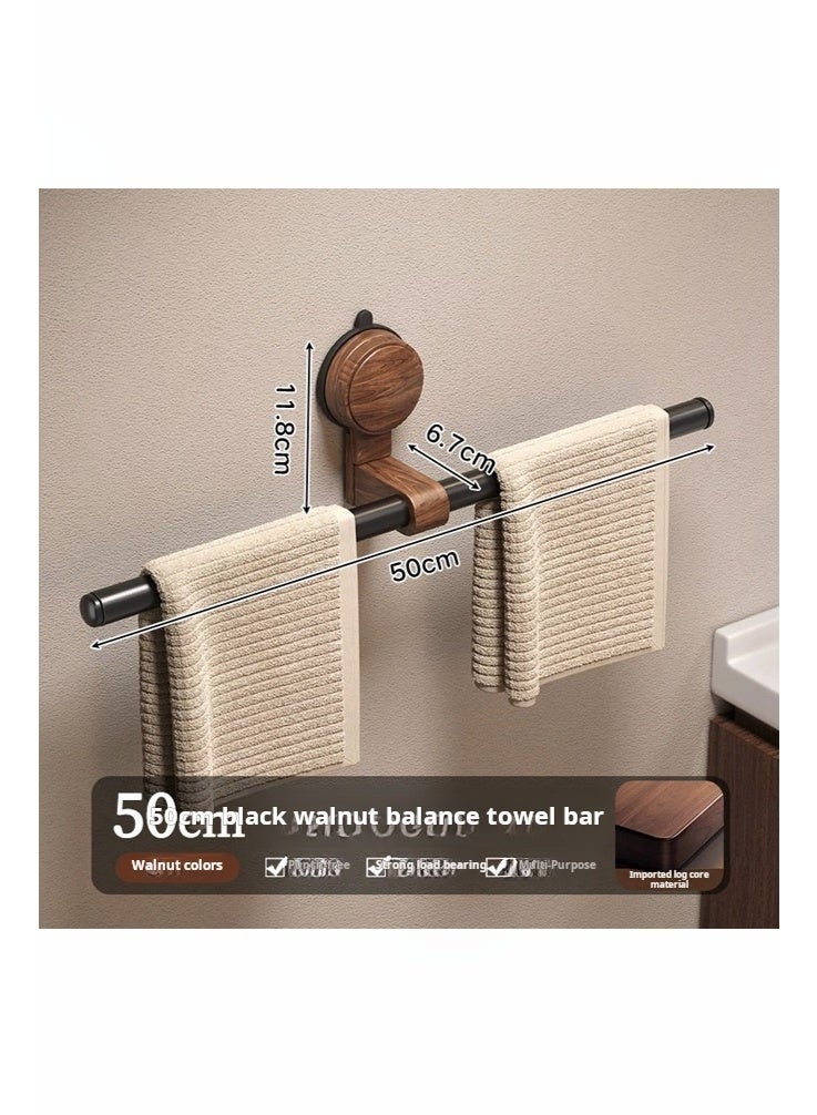 أي هوم حامل مناشف بطول 50 سم مع أكواب شفط قوية، لا يتطلب الحفر للتركيب على الحائط - حامل مناشف مصنوع من خشب الجوز الأسود والمعدن للحمام والمطبخ والفنادق (لون الجوز + أسود) - Image 2