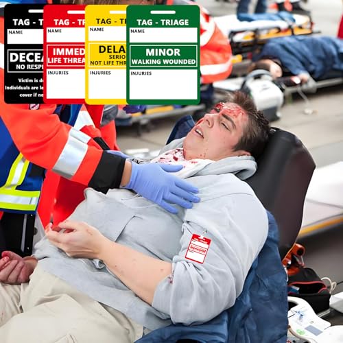 BAOZENP Triage Tag Card Sets for First Aid & Emergency Response - Set of 4 (Black:Deceased, Red:Immediate, Yellow:Delayed, Green:Minor), 4.7"L x 3"W - Image 5