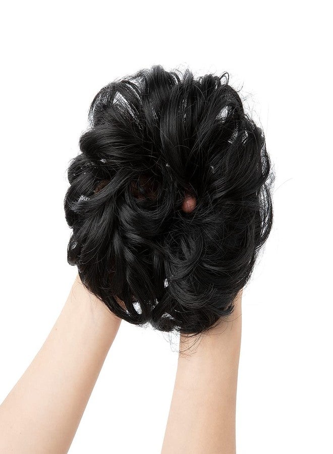 AIG Messy Bun Hair Extension for Women & Girls - Natural Black Hair Scrunchie Bun, Volumizing Curly Updo, Easy Clip-In Synthetic Hairpiece, Quick & Stylish Bun (Pack of 1) - Image 1