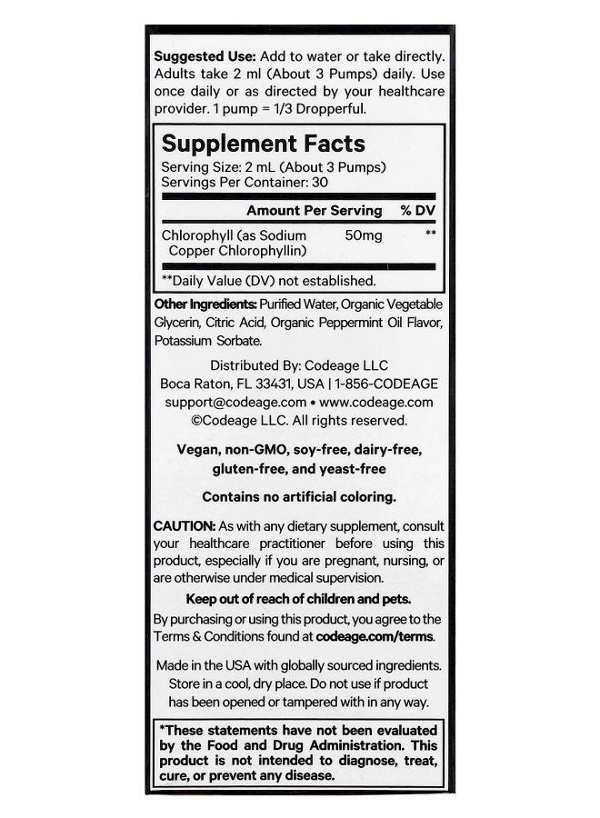 Codeage Chlorophyll Liquid Drops Peppermint 2 fl oz (60 ml) - Image 2