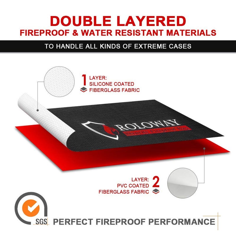 ROLOWAY حقيبة ROLOWAY الكبيرة (17 × 12 × 5.8 بوصة) المقاومة للحريق، حقيبة مستندات مقاومة للماء آمنة لتخزين المال والمستندات والمقتنيات الثمينة - Image 4