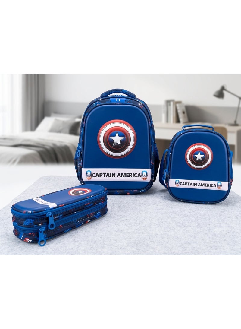 Captain America school backpack bag set with lunchbag and pencil case,size 16 - Image 4