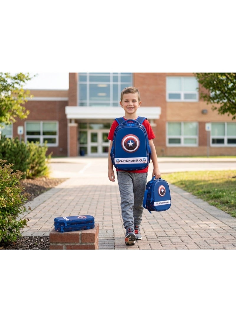 Captain America school backpack bag set with lunchbag and pencil case,size 16 - Image 2