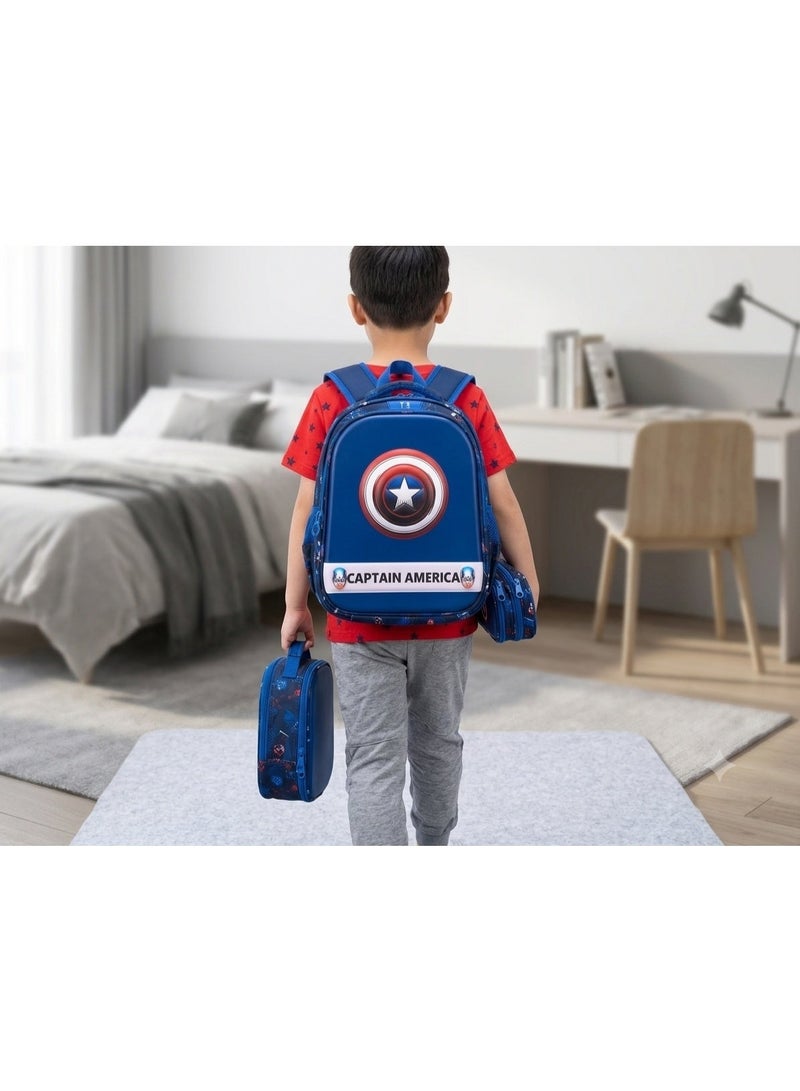 Captain America school backpack bag set with lunchbag and pencil case,size 16 - Image 3