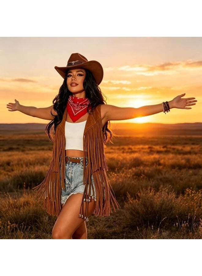 Kidzilla Adult Western Cowgirl Costume – Cowboy Hat, Fringe Outfit & Bandana-Style Accessories For Parties S - Image 5