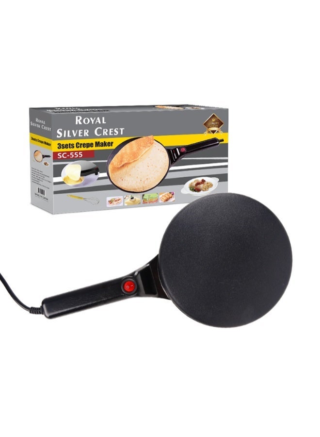 Royal Silver Crest 3 Sets Crepe Maker, Non-Stick Electric Pancake & Dosa Maker, Fast Heating Flat Griddle Plate, Easy Clean, Compact Kitchen Appliance - Image 5