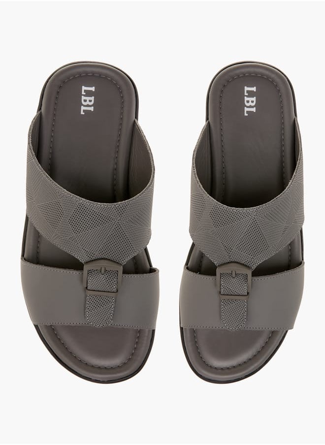 LBL by Shoexpress Men Textured Slip-On Arabic Sandals with Buckle Detail Ramadan Collection  - Image 1