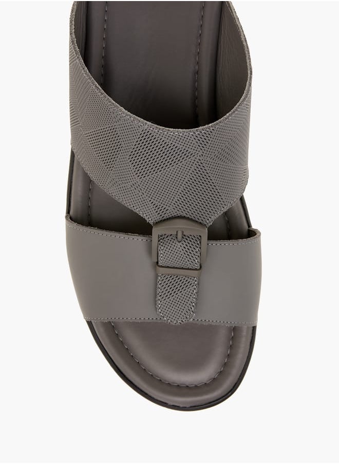 LBL by Shoexpress Men Textured Slip-On Arabic Sandals with Buckle Detail Ramadan Collection  - Image 2