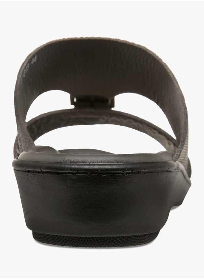 LBL by Shoexpress Men Textured Slip-On Arabic Sandals with Buckle Detail Ramadan Collection  - Image 3