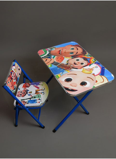 Stylish cartoon study desk table and chair blue