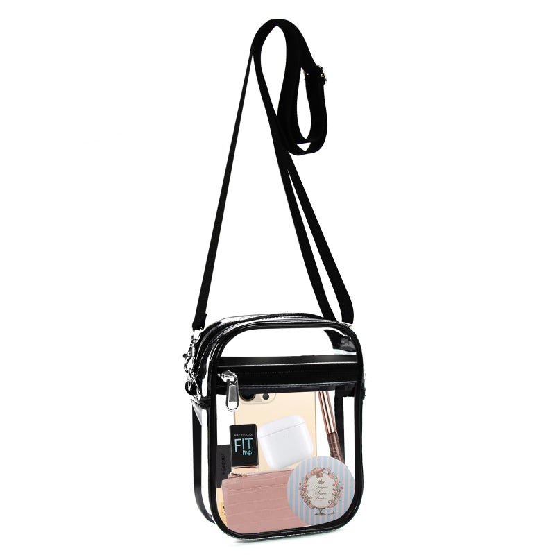 Fibrdoo Clear Crossbody Purse Bag, Clear Bag Stadium Approved with Front Pocket for Concerts Sports Festivals - Image 1