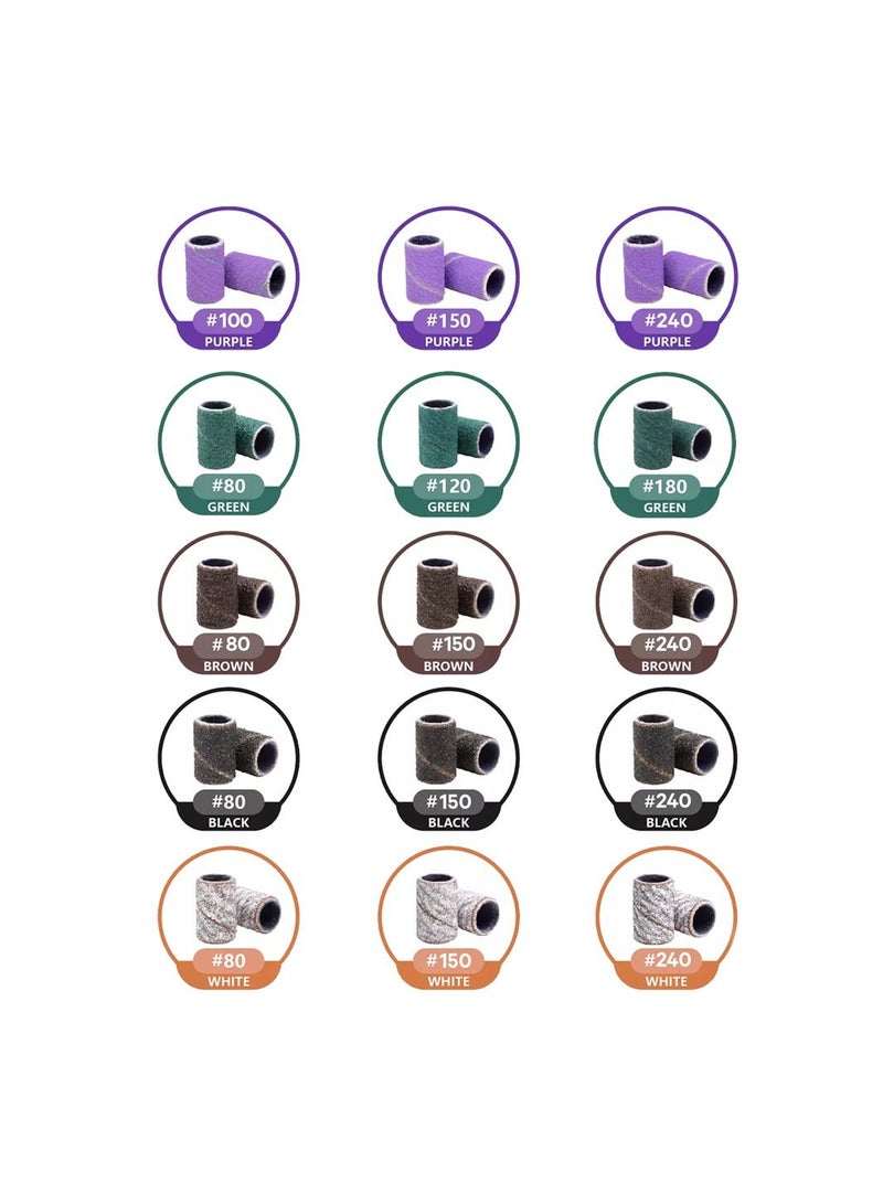 brunson Sanding Bands for Nail Drill Bits Nail Drill File Manicure Tool 100pcs Grit 80 - Image 3