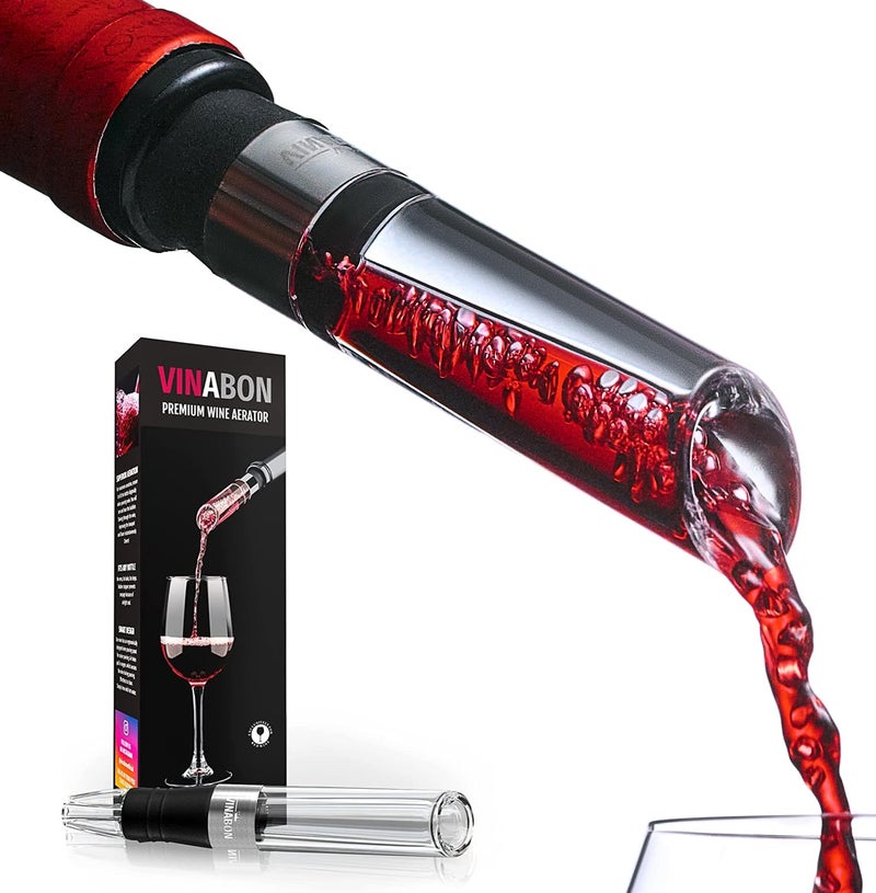 VINABON Wine Aerator - Premium 2025 Wine Aerating Pourer and Wine Air Aerator Decanter Spout for Enhanced Wine Flavor and Bouquet, Includes WineGuide Ebook - Image 1