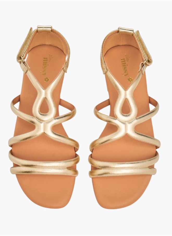 Little Missy Girls Strappy Sandals With Hook And Loop Closure  - Image 2