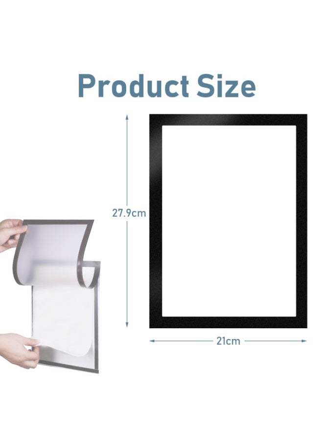 CMGTYYD A4 Magnetic Photo Frames, 10pcs Self Adhesive Magnetic Frame, Waterproof Display Holders Black Frame Information for Paintings, Photos, Sign, Document, Poster - Image 2