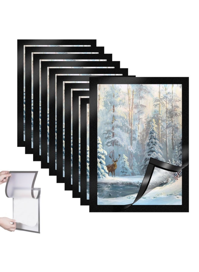 CMGTYYD A4 Magnetic Photo Frames, 10pcs Self Adhesive Magnetic Frame, Waterproof Display Holders Black Frame Information for Paintings, Photos, Sign, Document, Poster - Image 1