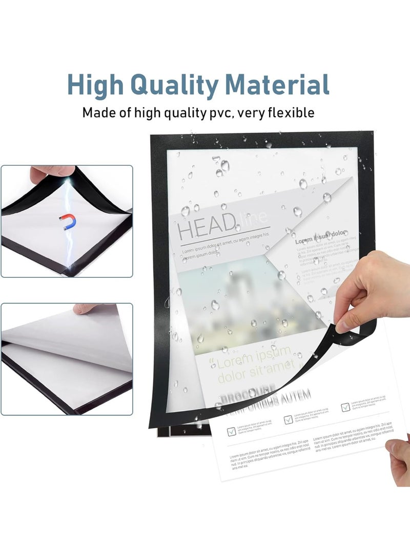 CMGTYYD A4 Magnetic Photo Frames, 10pcs Self Adhesive Magnetic Frame, Waterproof Display Holders Black Frame Information for Paintings, Photos, Sign, Document, Poster - Image 4