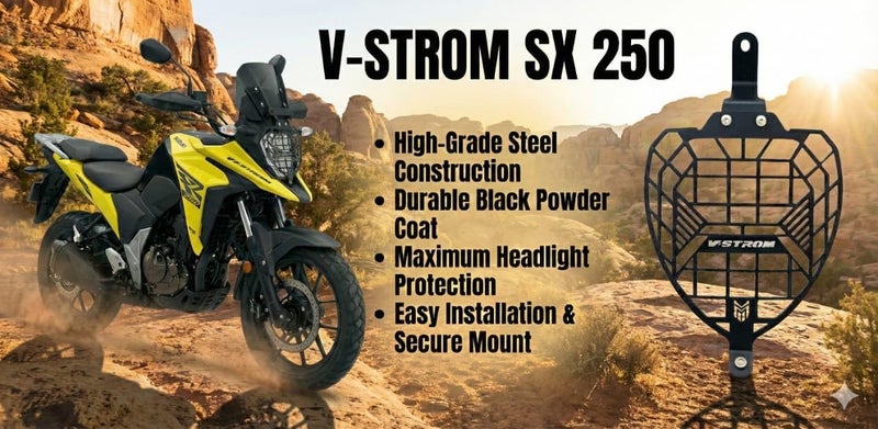 MILACHIN Vstrom SX 250 Headlight Guard Grill,Black Metal Jaali Protector Center Branded Geometric, Mesh Pattern Logo Design with Bolt-on Installation Suitable For Vstrom SX 250. - Image 5