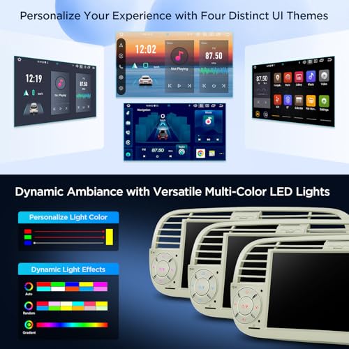 Xtrons إكسترانز لفيات 500 (2007-2015) راديو بشاشة تعمل باللمس، ستيريو سيارة أندرويد 13 بحجم 7 إنش لاستبدال فيات 500 وحدة رأس بلوتوث مع DSP مدمج، كار بلاي، أندرويد أوتو 4+64 جيجابايت (كريم) - Image 5