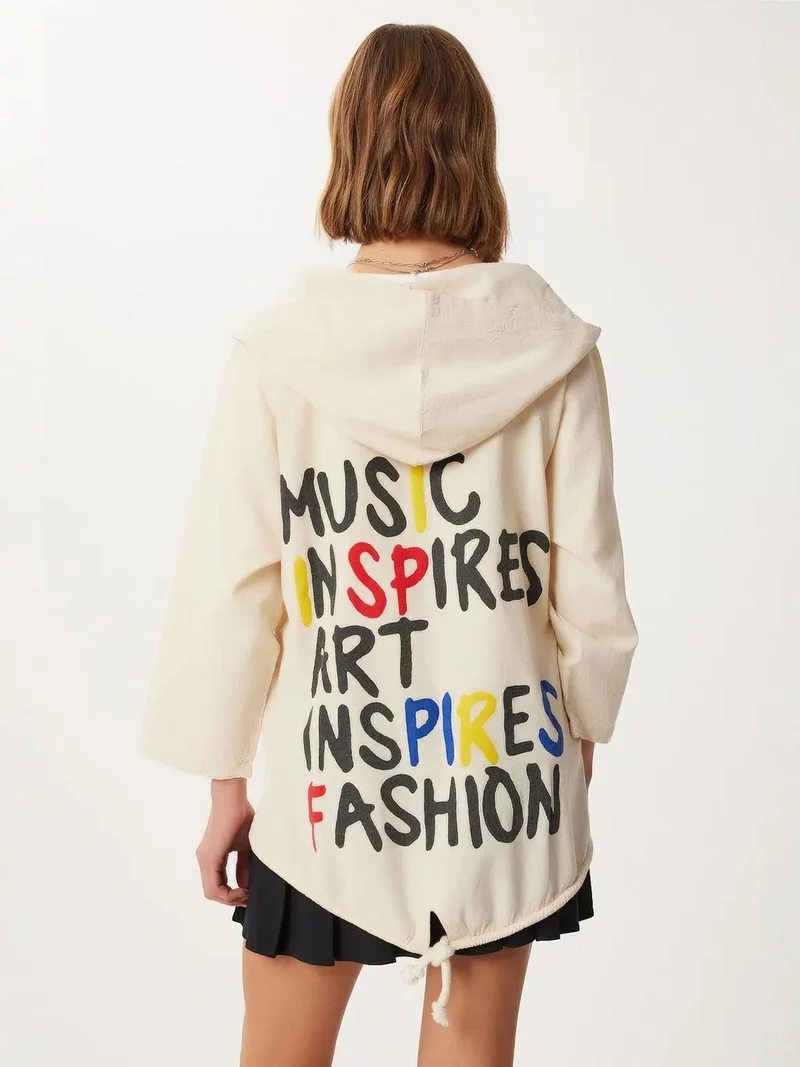 Happiness İstanbul ISTANBUL Hooded Printed Full-Zip Jacket