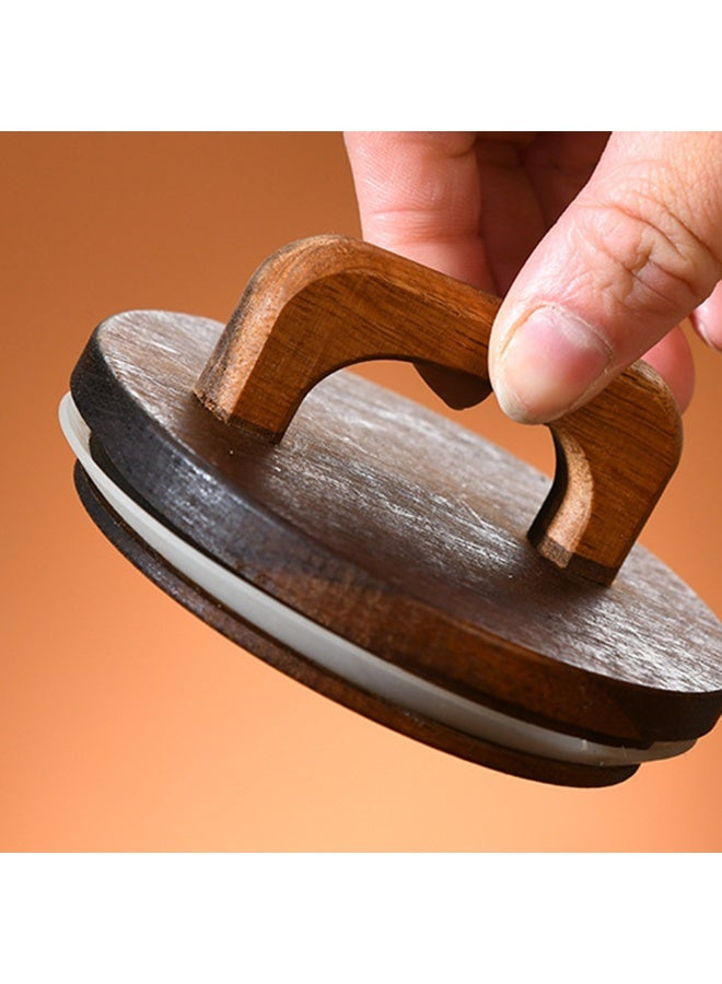 5 عبوات زجاجية صافية لحبوب القهوة والشاي مع أختام زجاجية مجموعات مع مقبض خشبي حافظة مطبخ كلاسيكي عصارة مكرونة سكر معاجين علبة تخزين طعام مقاومة للرطوبة - Image 5