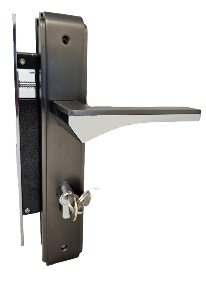 ROBUSTLINE Robustline Zinc Lever Door Handle with lockbody| Premium Quality | Black Nickle/CP- BY0271 