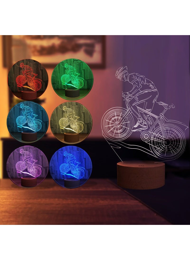 By-Lamp Bicycle Figured Decorative Gift Led Table Lamp | 7 Light Colors | Wooden Base 