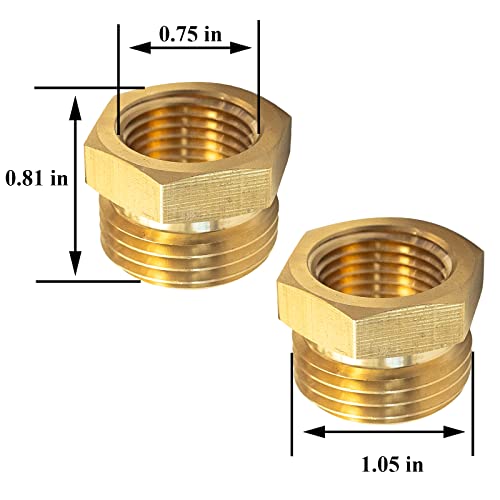 Gugaguga 4 Pack 574801208 Brass Garden Hose Fitting Pipe Adapter Connector 34 GHT Male12 NPT Female - Image 3