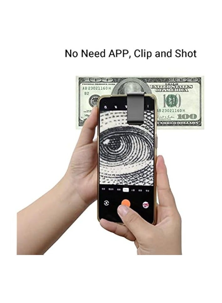 PROMASS Mobile Phone Microscope, 200x Mini Pocket Microscope with LED Light/Universal Clip Portable Digital Magnifier Camera Accessory with CPL Lens Compatible with iPhone/Andriod Phones(Black) - Image 3