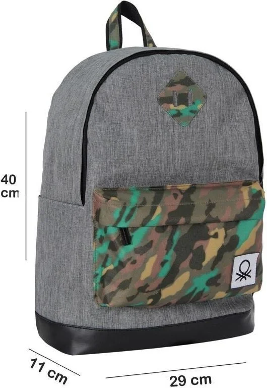 بينيتون School Backpack Gray Camouflage