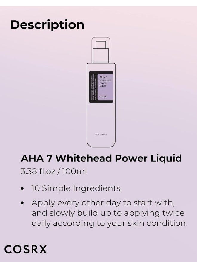 كوسرإكس AHA 7 Whitehead Power Liquid 100ml, Glycolic Acid 7%, AHA Exfoliant, Pore Minimizer 100ml - Image 3
