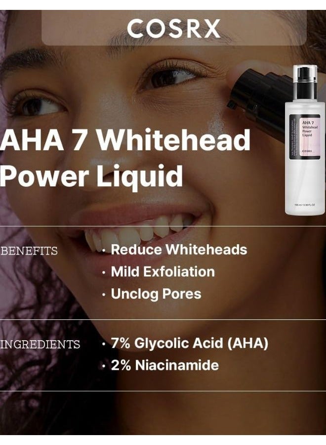 كوسرإكس AHA 7 Whitehead Power Liquid 100ml, Glycolic Acid 7%, AHA Exfoliant, Pore Minimizer 100ml - Image 2